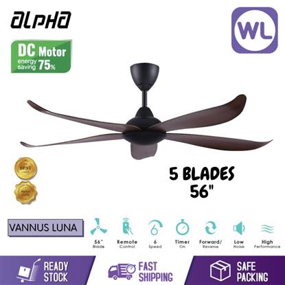 Picture of ALPHA CEILING FAN VANNUS LUNA 5B/56" (MATT BLACK/WALNUT) DC MOTOR