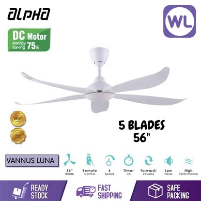 Picture of ALPHA CEILING FAN VANNUS LUNA 5B/56" (MATT WHITE/MAPLE) DC MOTOR