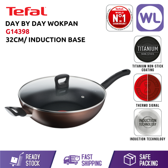 Picture of TEFAL COOKWARE DAY BY DAY WOKPAN WITH LID G14398 (32CM/ INDUCTION BASE)