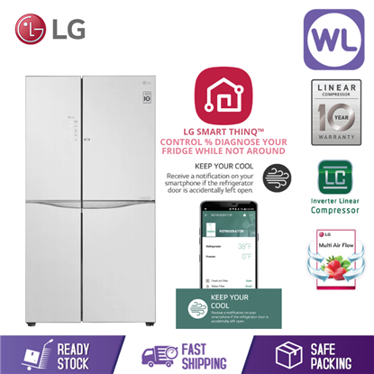 Picture of LG SIDE BY SIDE FRIDGE GC-M247UGUV (675L/ LINEN WHITE/ GLASS DOOR)