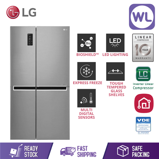 Picture of LG SIDE BY SIDE FRIDGE GC-B247SLUV (626L/ PLATINUM SILVER)