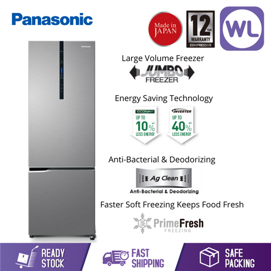 Picture of PANASONIC 2 DOOR FRIDGE NR-BC360XSMY (358L/ SILVER)